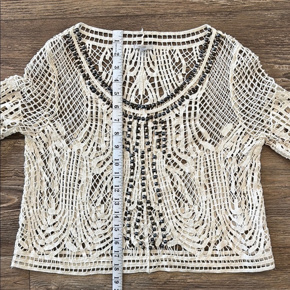 Ecote Anthropologie Studded Crochet Knit White Boho Top Lace 100% Cotton XS - Picture 12 of 12